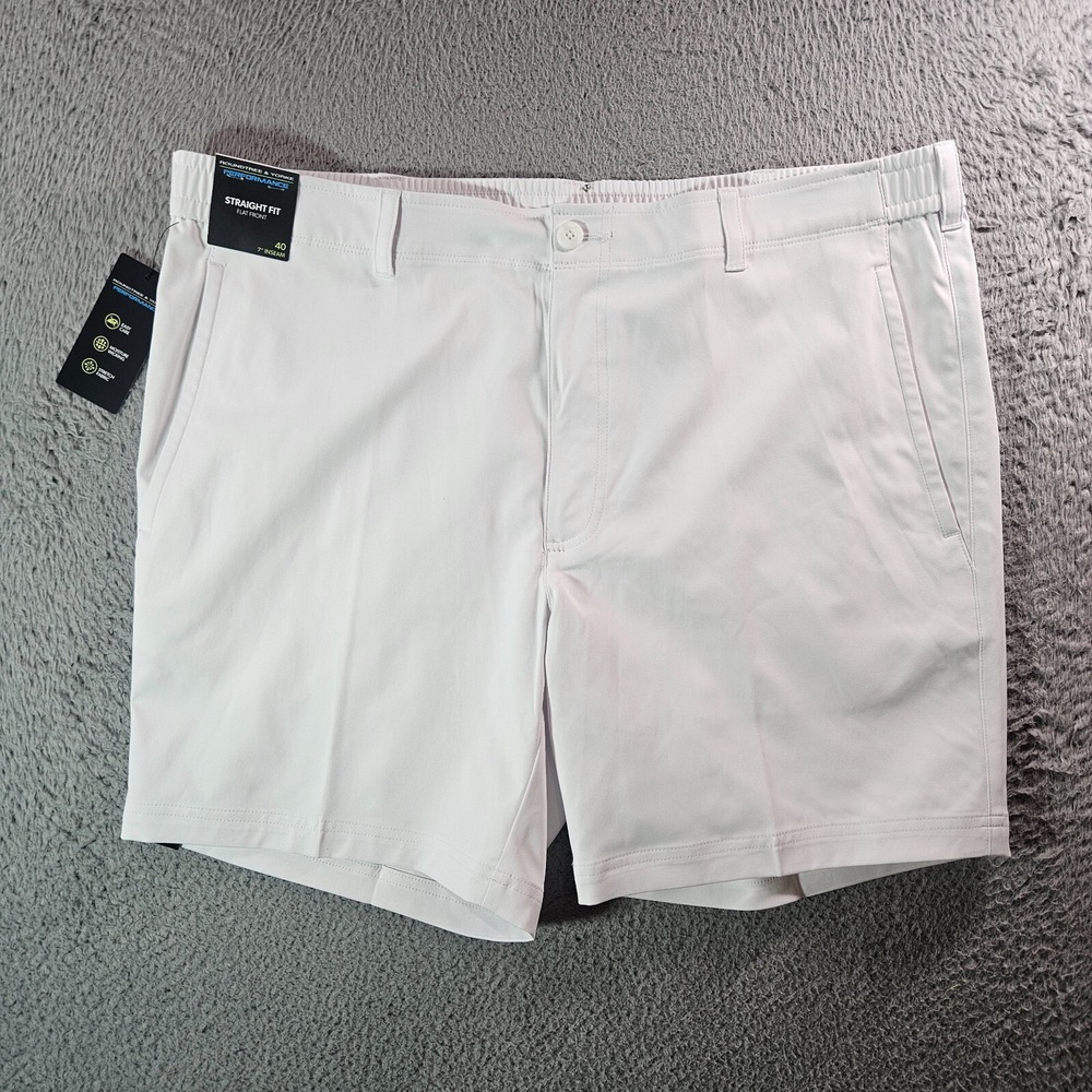 NWT Roundtree & Yorke Performance Shorts Men 40 x 7" Straight Fit Stretch White